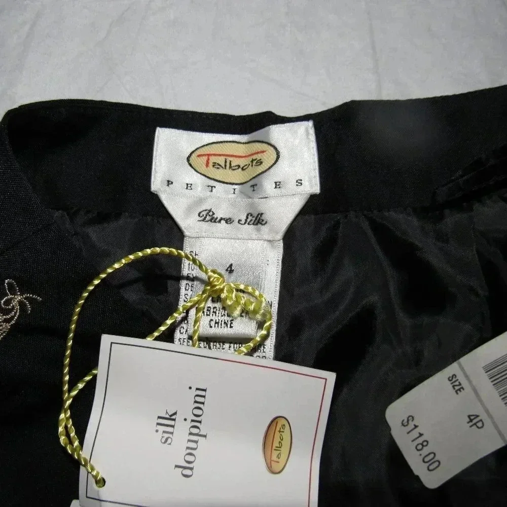 NWT TALBOTS Silk Lined Navy Tan Tassels Pants 4P